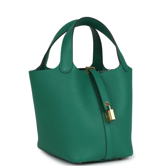 Hermès Picotin Lock 18 Vert Vertigo Clemence Gold Hardware