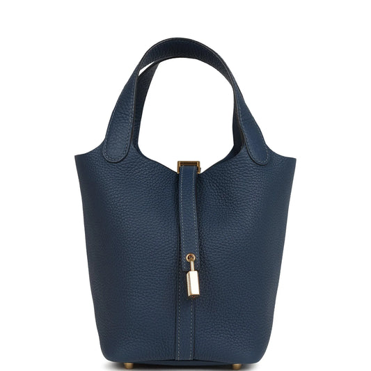 Hermès Picotin Lock 18 Bleu De Prusse Clemence Gold Hardware