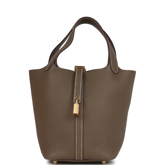 Hermès Picotin Lock 18 Etoupe Clemence Gold Hardware