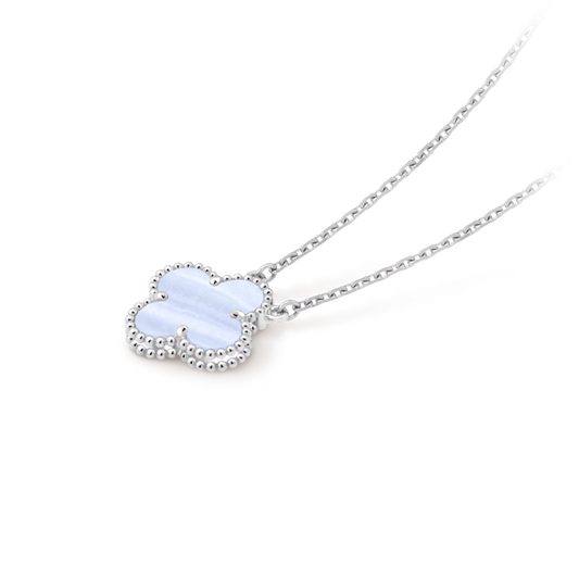 Van Cleef & Arpels, Vintage Alhambra pendant, rhodium plated 18K white gold, chalcedony
