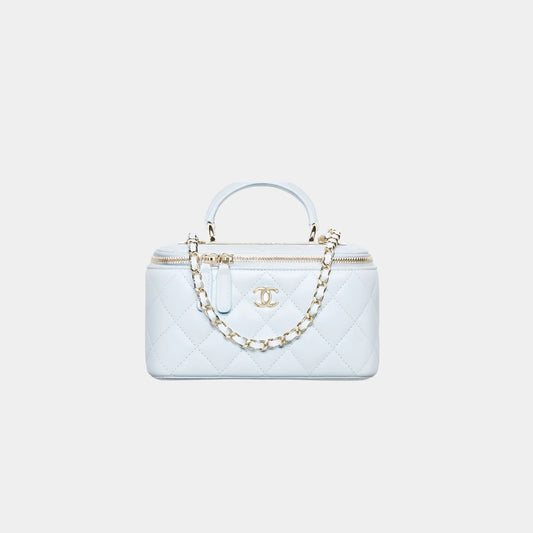 Chanel Long Vanity With Chain in Lambskin - Light Blue