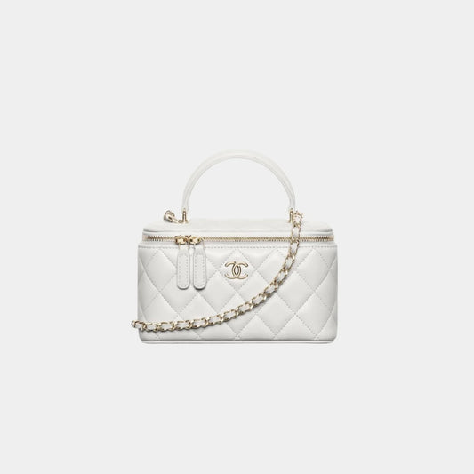 Chanel Long Vanity With Chain Lambskin - Light Grey