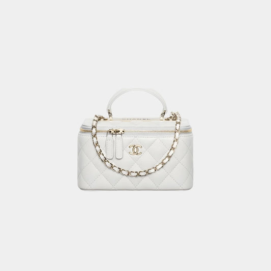 Chanel Long Vanity With Chain in Lambskin - Light Grey