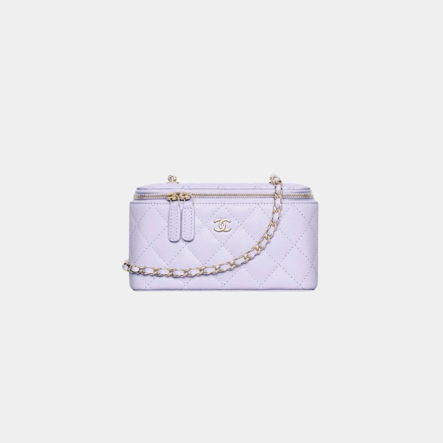 Chanel Classic Long Vanity with Chain in Grained Shiny Calfskin - Light Purple