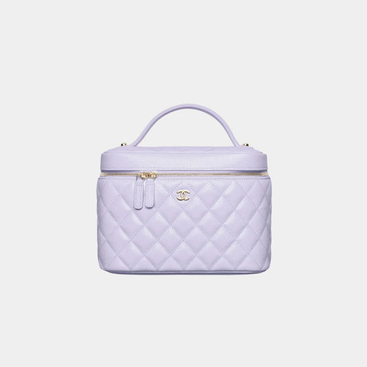 Chanel Classic Vanity Pouch in Grained Shiny Calfskin - Light Purple
