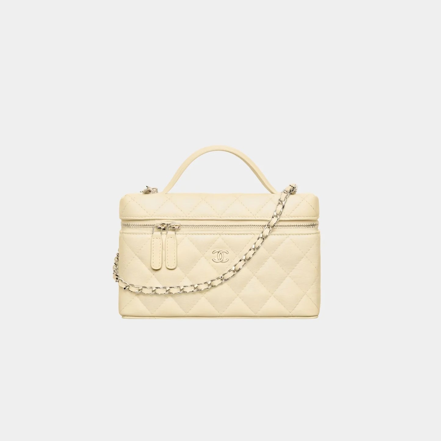 Chanel Classic Vanity with Chain in Grained Shiny Calfskin - Light Yellow