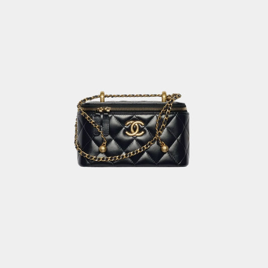 Chanel Long Vanity with Gold Tone Metal Chain in Shiny Calfskin