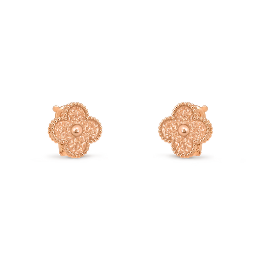 Van Cleef & Arpels, Vintage Alhambra earrings, textured 18K rose gold