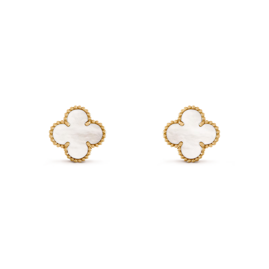 Van Cleef & Arpels, Vintage Alhambra earrings, 18K yellow gold, white mother-of-pearl