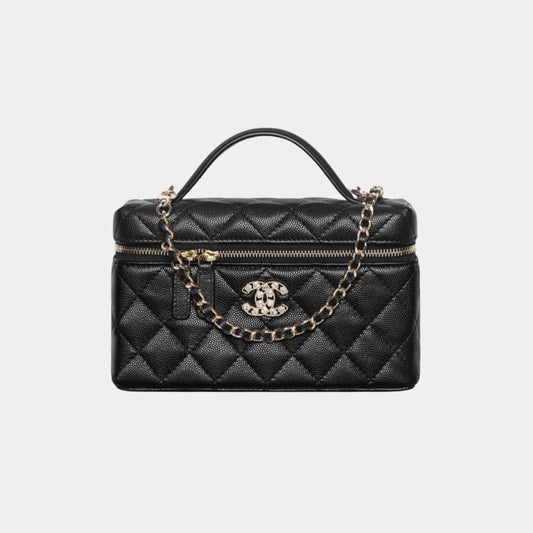 Chanel Vanity with Chain in Shiny Grained Calfskin and Strass