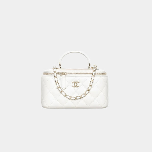 Chanel Long Vanity With Chain in Lambskin - White