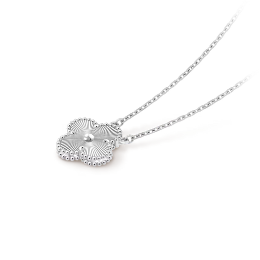 Van Cleef & Arpels, Vintage Alhambra pendant, guilloché rhodium plated 18K white gold