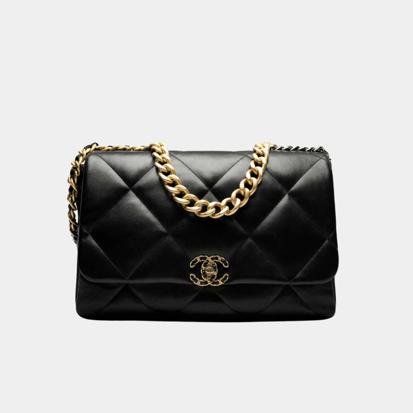 Chanel 19 Maxi Handbag Shiny Lambskin - Black