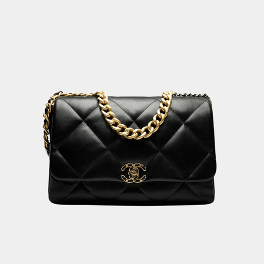 Chanel 19 Maxi Handbag Shiny Lambskin - Black