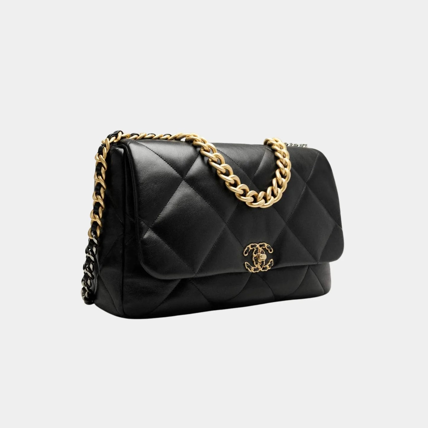 Chanel 19 Maxi Handbag Shiny Lambskin - Black