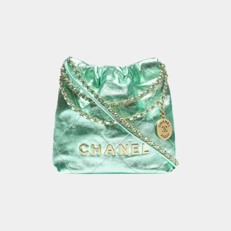 Chanel 22 Mini Handbag Cruise Metallic Calfskin & Gold-Tone Metal - Green