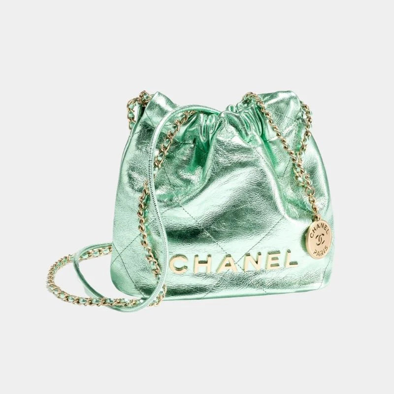 Chanel 22 Mini Handbag Cruise Metallic Calfskin & Gold-Tone Metal - Green
