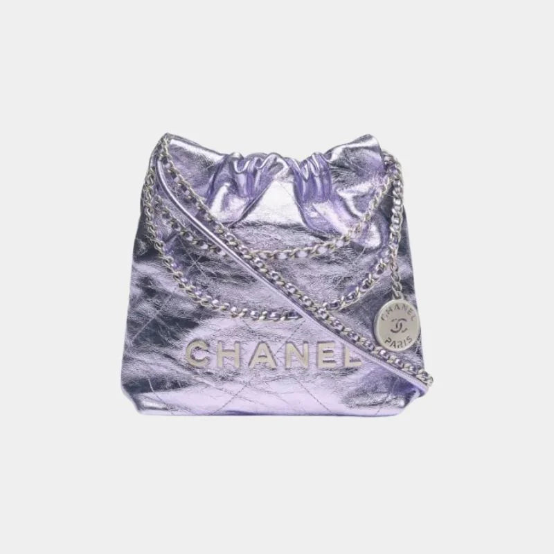 Chanel 22 Mini Handbag Cruise Metallic Calfskin & Silver-Tone Metal - Lilac