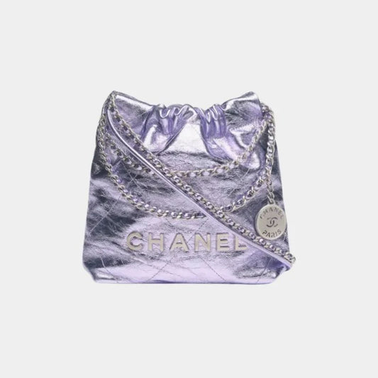 Chanel 22 Mini Handbag Cruise Metallic Calfskin & Silver-Tone Metal - Lilac
