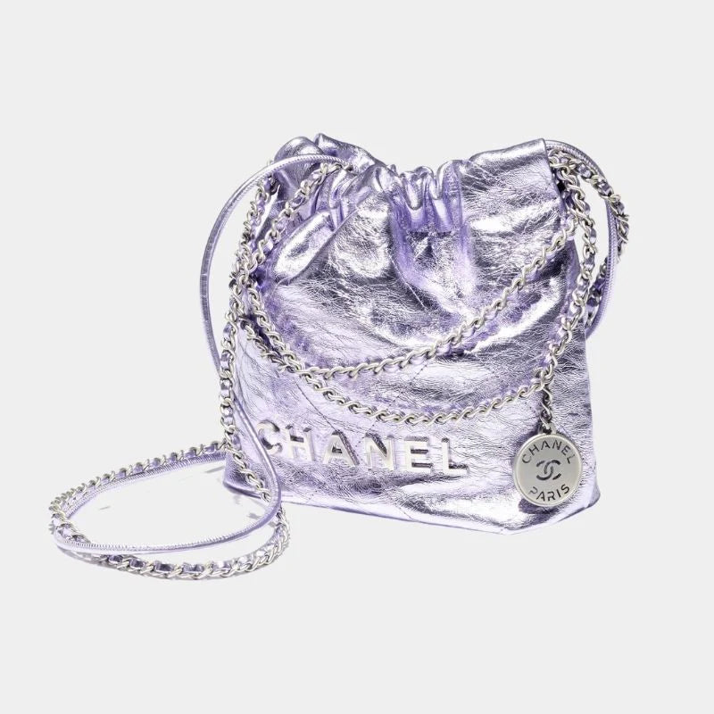 Chanel 22 Mini Handbag Cruise Metallic Calfskin & Silver-Tone Metal - Lilac