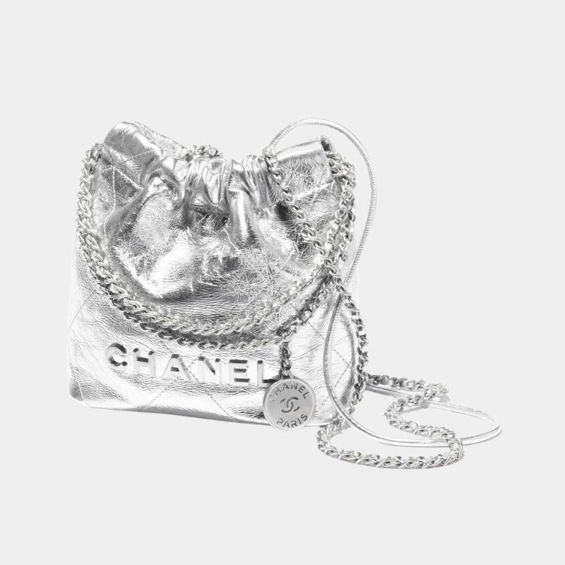 Chanel 22 Mini Handbag Cruise Metallic Calfskin & Silver-Tone Metal - Silver