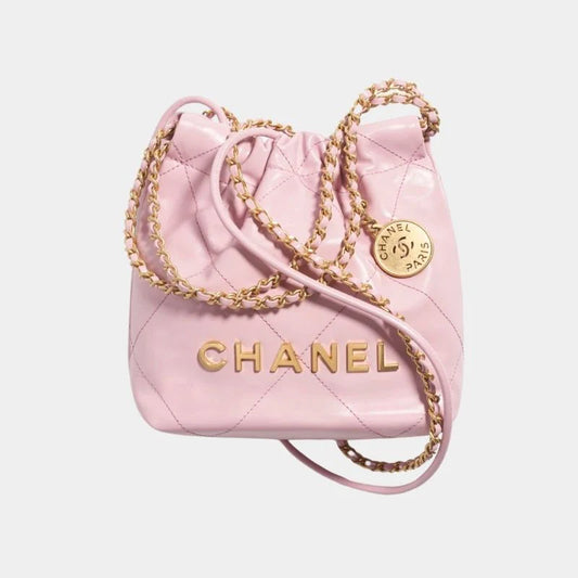 Chanel 22 Mini Handbag Shiny Calfskin & Gold-Tone Metal Light - Pink