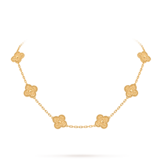 Van Cleef & Arpels, Vintage Alhambra necklace, 10 motifs, textured 18K yellow gold