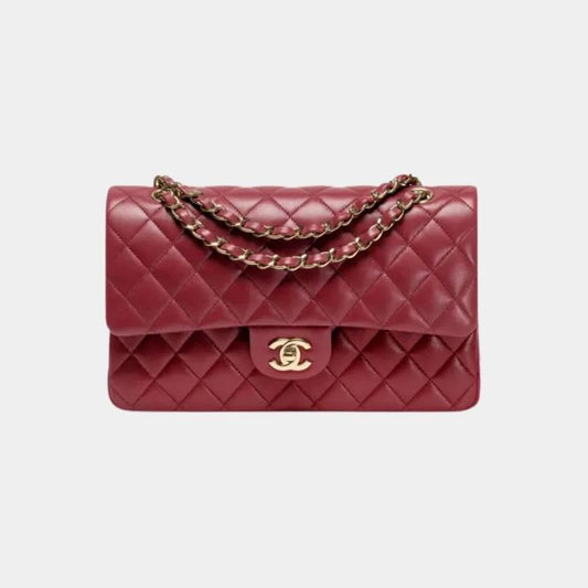 Chanel Classic 11.12 Handbag Lambskin & Gold-Tone Metal - Burgundy