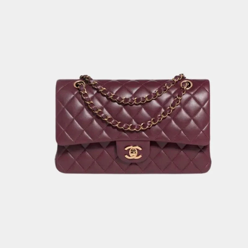 Chanel Classic 11.12 Handbag Lambskin & Gold-Tone Metal - Burgundy II