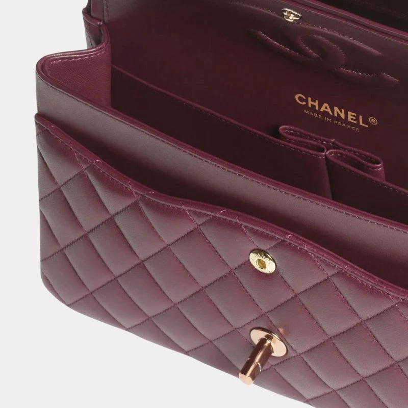 Chanel Classic 11.12 Handbag Lambskin & Gold-Tone Metal - Burgundy II