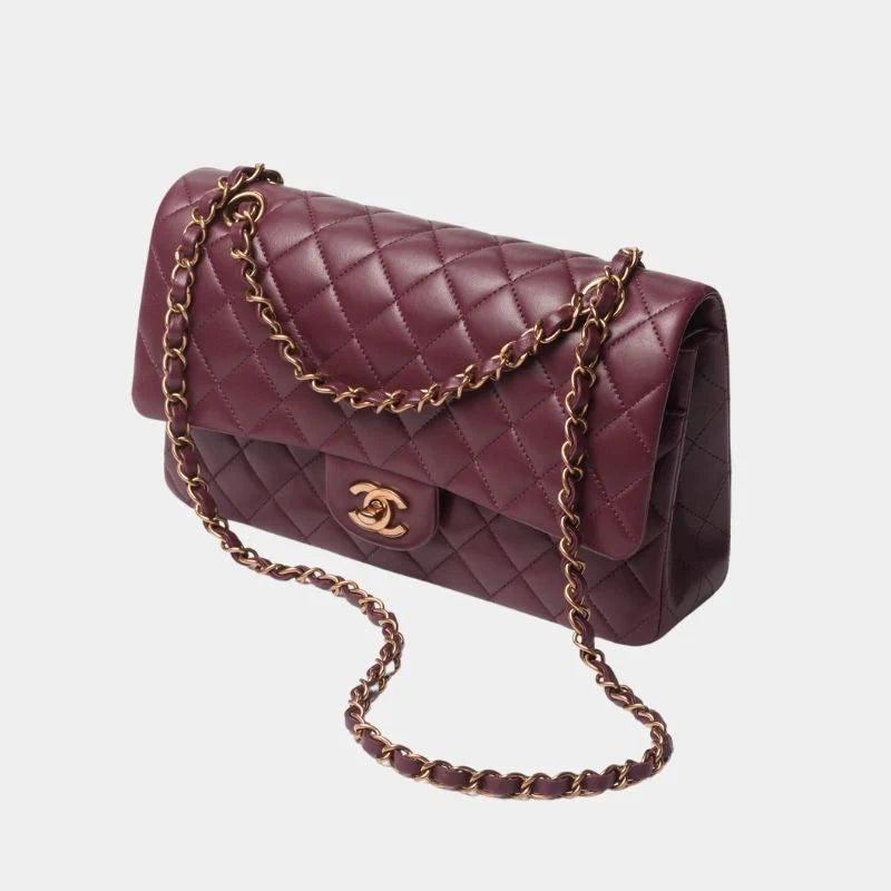Chanel Classic 11.12 Handbag Lambskin & Gold-Tone Metal - Burgundy II