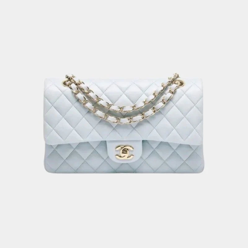 Chanel Classic 11.12 Handbag Lambskin & Gold-Tone Metal - Light Blue