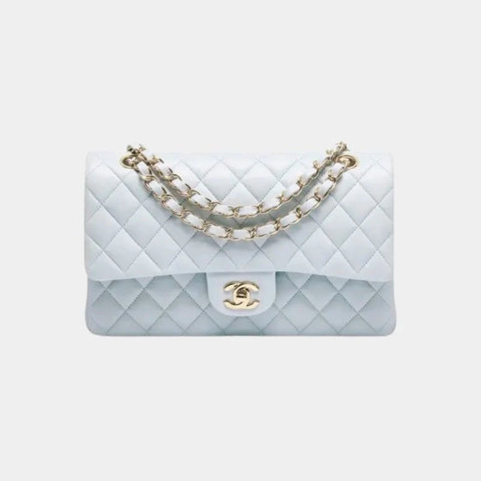 Chanel Classic 11.12 Handbag Lambskin & Gold-Tone Metal - Light Blue