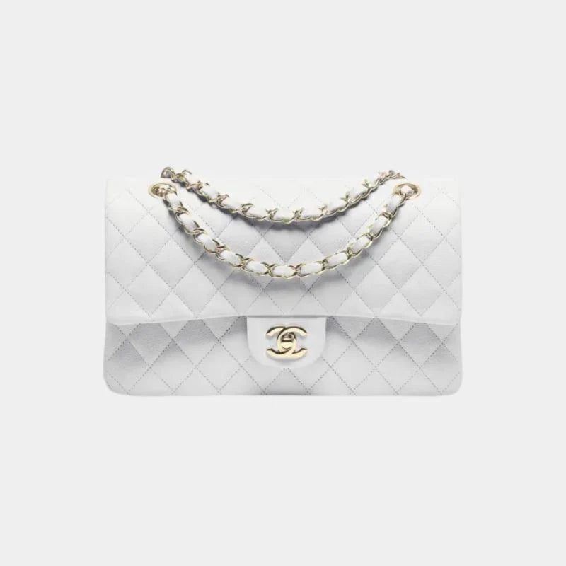 Chanel Classic 11.12 Handbag Lambskin & Gold-Tone Metal - Light Grey