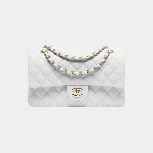 Chanel Classic 11.12 Handbag Lambskin & Gold-Tone Metal - Light Grey