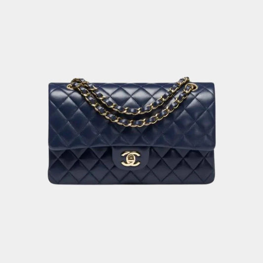 Chanel Classic 11.12 Handbag Lambskin & Gold-Tone Metal - Navy Blue