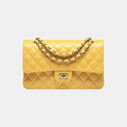 Chanel Classic 11.12 Handbag Lambskin & Gold-Tone Metal - Yellow