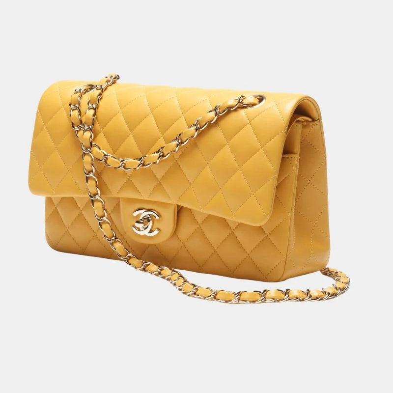 Chanel Classic 11.12 Handbag Lambskin & Gold-Tone Metal - Yellow