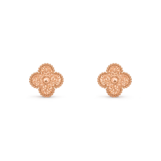 Van Cleef & Arpels, Vintage Alhambra earrings, textured 18K rose gold