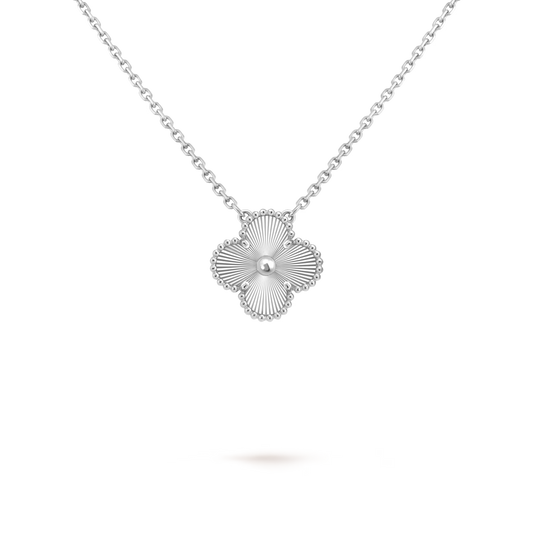 Van Cleef & Arpels, Vintage Alhambra pendant, guilloché rhodium plated 18K white gold
