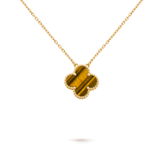 Van Cleef & Arpels, Vintage Alhambra pendant, 18K yellow gold, tiger’s eye