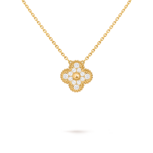 Van Cleef & Arpels, Vintage Alhambra pendant, 18K yellow gold, round diamonds