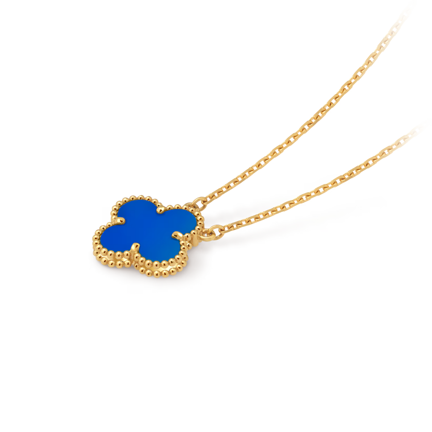 Van Cleef & Arpels, Vintage Alhambra pendant, 18K yellow gold, blue agate