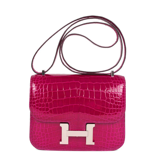 Hermès Constance 18 Rose Pourpre Shiny Alligator Palladium Hardware