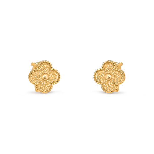 Van Cleef & Arpels, Vintage Alhambra earrings, textured 18K yellow gold